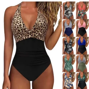 Leopard Print One Piece Swimsuit