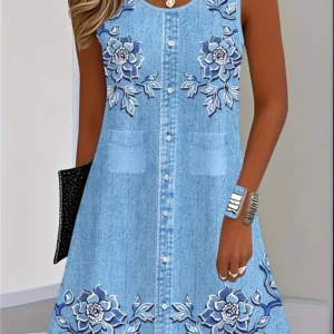 Women Dress Flower Print Tank For Women