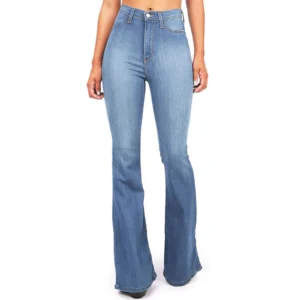 Denim Plus Size High Waist Flared Skinny Jeans