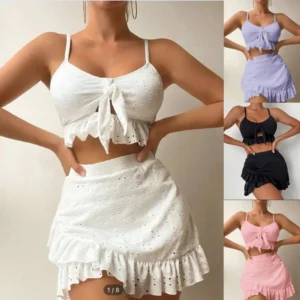 Hip Skirt Split Swimsuit Three-Piece Lace Bikini